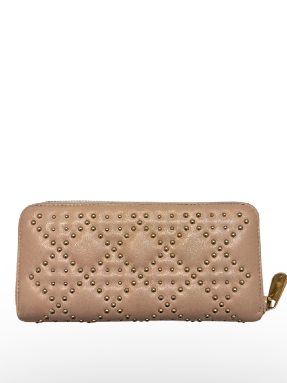 Dior pink studded zipper clutch bag wallet lady Dior